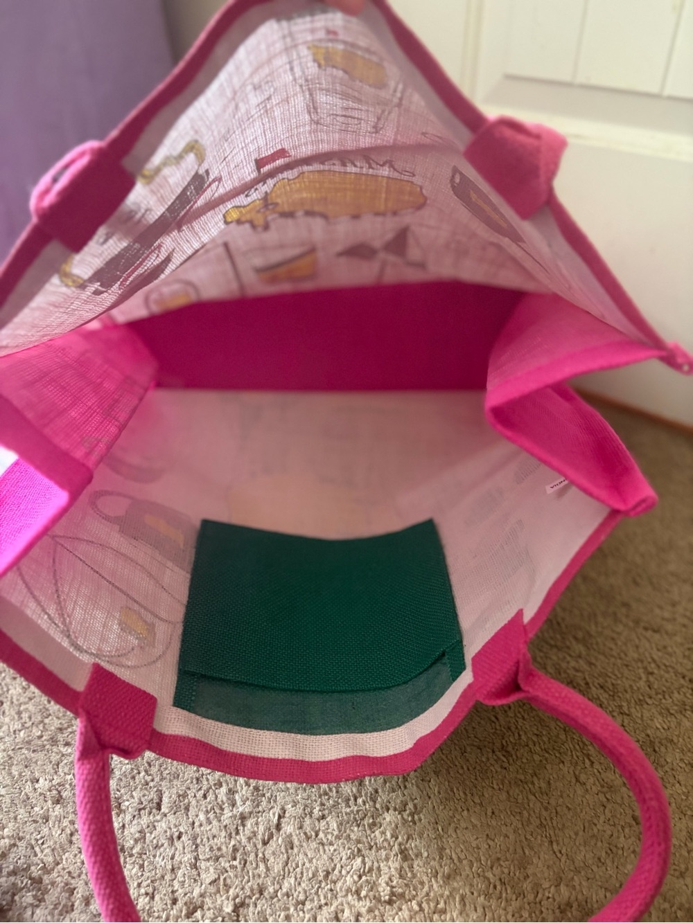 2026 Masters Tournament Jute Bag Large Tote Pink Augusta National Golf Club NWT - Picture 5 of 5